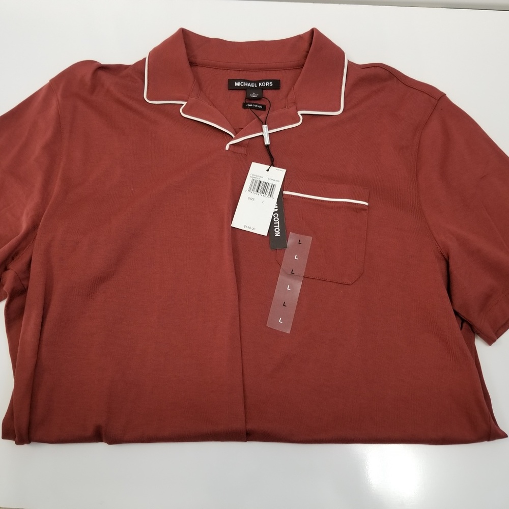 Michael Kors Men's Pima Cotton Short Sleeve Shirt